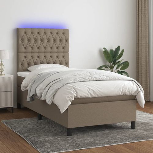 Vidaxl Sommier Tapissier Avec Matelas Et Led Taupe 90x190 Cm Tissu