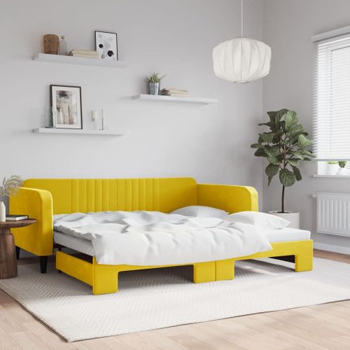 Vidaxl Lit De Jour Avec Lit Gigogne Jaune 100x200 Cm Velours