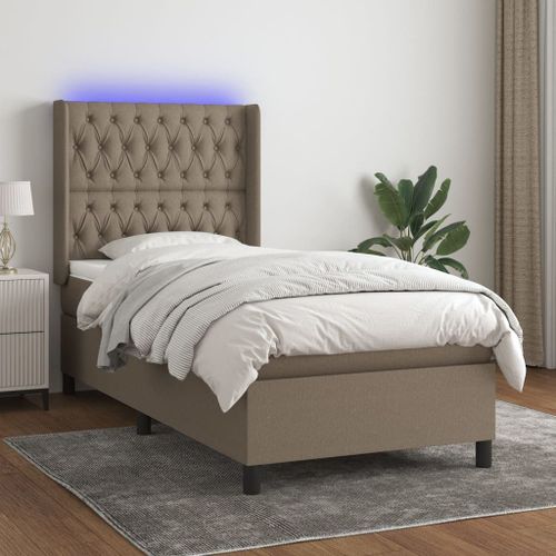 Vidaxl Sommier Tapissier Avec Matelas Et Led Taupe 90x190 Cm Tissu