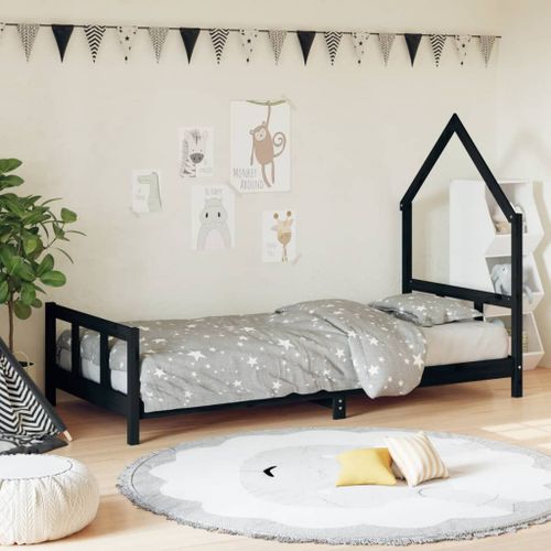 Vidaxl Cadre De Lit Pour Enfants Noir 90x200 Cm Bois De Pin Massif