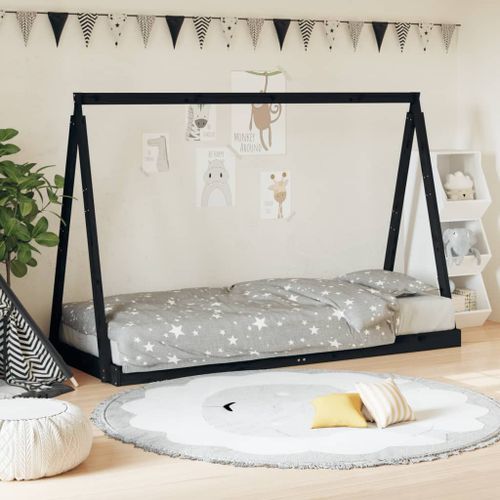 Vidaxl Cadre De Lit Pour Enfants Noir 80x200 Cm Bois De Pin Massif