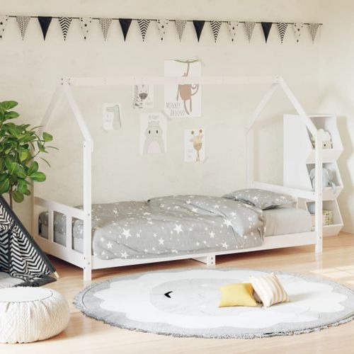 Vidaxl Cadre De Lit Pour Enfants Blanc 90x200 Cm Bois De Pin Massif