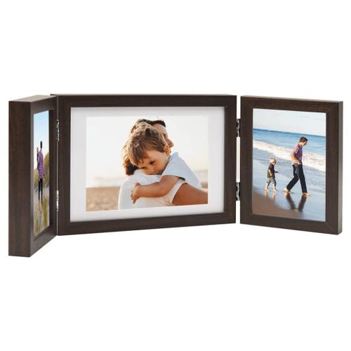 vidaXL Cadre photo dépliable Marron foncé 28x18 cm+2x(13x18 cm)