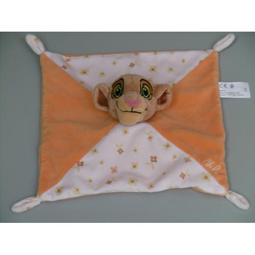 Doudou Plat Lion Nala Le Roi Lion Orange Blanc Fleurs Simba Toys Disney