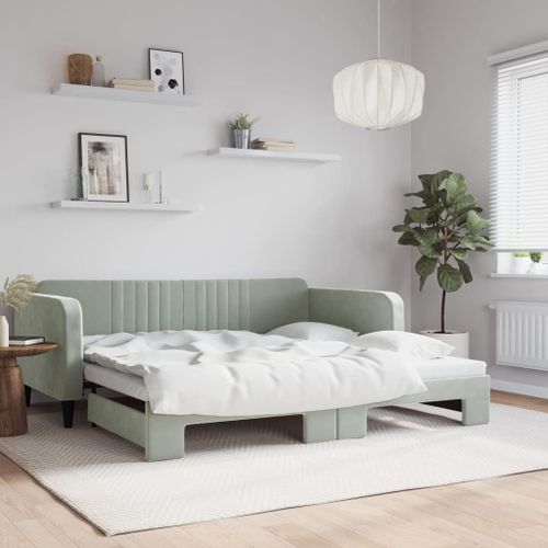 Vidaxl Lit De Jour Avec Gigogne Sans Matelas Gris Clair 100x200 Cm
