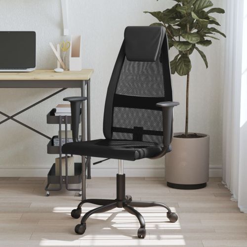 Vidaxl Chaise De Bureau Noir Tissu En Maille Et Similicuir