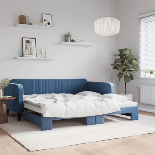 Vidaxl Lit De Jour Avec Gigogne Sans Matelas Bleu 100x200 Cm