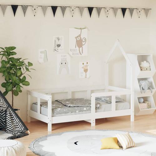 Vidaxl Cadre De Lit Pour Enfant Blanc 70x140 Cm Bois De Pin Massif