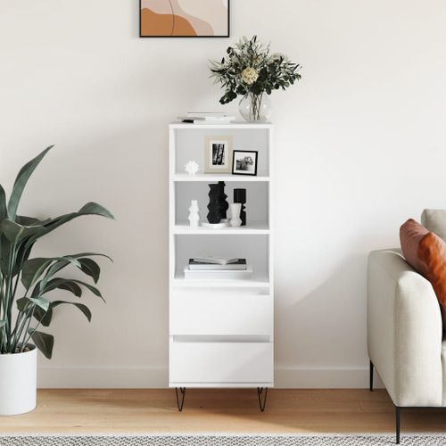 Vidaxl Buffet Haut Blanc 40x36x110 Cm Bois D'ingénierie