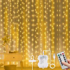 Acheter Rideau LED Guirlande Lumineuse Festival Décoration De Noël 8 Modes  USB Télécommande Couleur Lumière Chaîne Vacances Mariage Guirlandes  Lumineuse pour Chambre