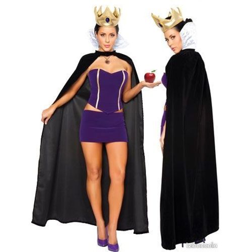 Costume Déguisement Maléfique La Méchante Reine Sorcière De Blanche Neige Avec Cape Taille M