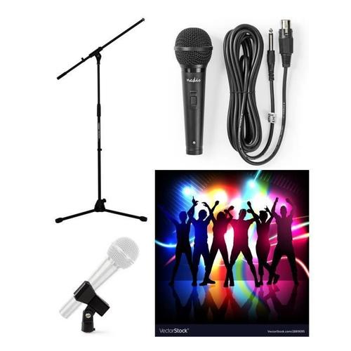 Pied de Microphone professionnel télescopique avec PERCHE potence + fixation support Micro + MICRO DYNAMIQUE NOIRE HQ