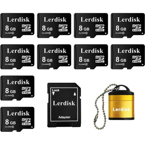 Lot De 10 Cartes Micro Sd 8Go Classe 10 U1 | Pour Caméras Embarquées 1080P, Appareils Photo, Imprimantes 3D, Téléphones Et Lecteurs Mp3 (8Gox10)