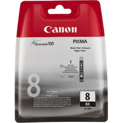 Canon Cli-8Bk Réservoir D'Encre/Boîtier Rigide Pour Pixma Ip4500, Ip5300 , Mp610, Mp810, Mp970, Mx850, Pro9000 Noir