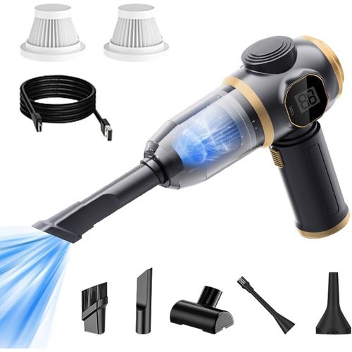 Aspirateur Voiture, 5000Pa Mini Aspirateur Sans Fil Portable, Multifonctionnel Aspirateur De Voiture Aspirateur A Main Sans Fil Avec Moteur Sans Balais, Pour Voiture Animaux Maison Car