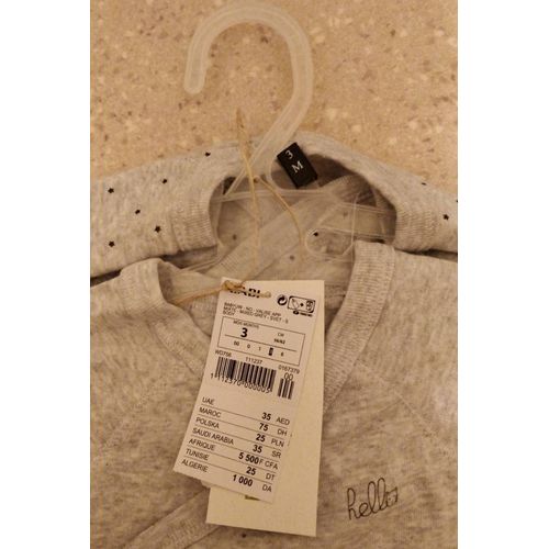 Deux Body Bébé Taille 3 Mois, Cm 56/62, Gris Et Avec Motif Étoile