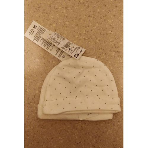 Bonnet X2 Blanc, 3 Mois, Coton Biologique, Eco Conception Kiabi