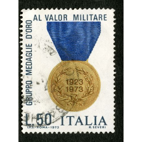 Timbre Oblitéré Italia, Gruppo Medaglie D'oro Al Valor Militare, L 50, 1973