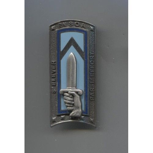 Militaria Insigne Pucelle Ensoa École Nationale Des Sous Officiers D'active " S'élever Par L'éffort" / Arthus Bertrand Pour Les Éditions Atlas