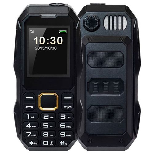 Téléphone Antichoc 1.8 Pouces Dual SIM Téléphone Étanche Bluetooth Noir YONIS