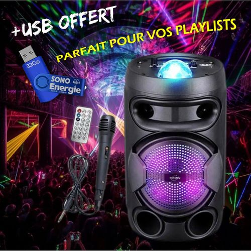 enceinte mobile avec batterie intégrée NOVALLEY KA02 BOWL - 400W, USB TWS, RADIO FM, Karaoké Enfant Lumineux LED+ Clé USB 32Go