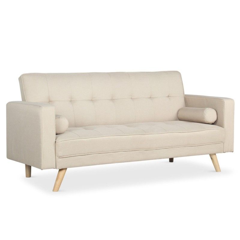 Canapé Convertible Scandinave Tissu Beige LUCIAN