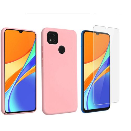 Coque Silicone Couleur Rose + Verre Trempe Pour Xiaomi Redmi 9c / 9c Nfc Little Boutik®
