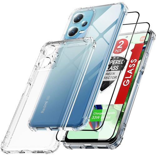 Coque Pour Xiaomi Redmi Note 12 5g - Protection Silicone Antichoc Transparent + 2 Verres Trempés - E.F.Connection