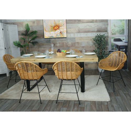 Lot De 6 Chaises De Salle À Manger Hwc-M28, Chaise De Cuisine En Osier Chaise En Rotin Chaise En Rotin, Kubu Rotin Métal