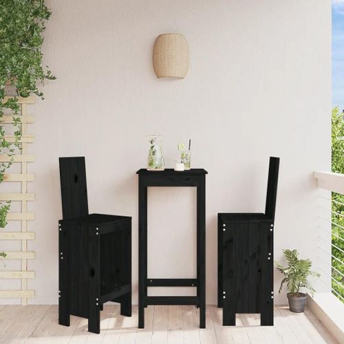Tabourets De Bar En Bois Massif De Pin | Lot De 2, Noir 40x42x120 Cm, Hauteur D'assise 75 Cm, Rustique, Durable Pour Interieur/Exterieur