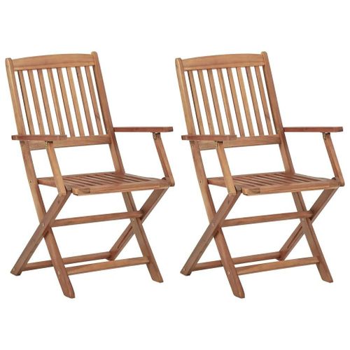 Chaises Pliables D'exterieur En Bois D'acacia | Lot De 2, Resistant Aux Intemperies, Compact, Gain De Place, 110 Kg Par Siege