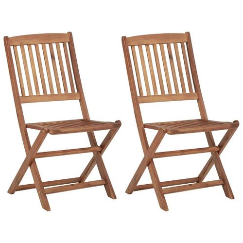 Chaises Pliables D'exterieur En Bois D'acacia | Lot De 2, Compact, Gain De Place, Resistant Aux Intemperies, Poids Max 110kg