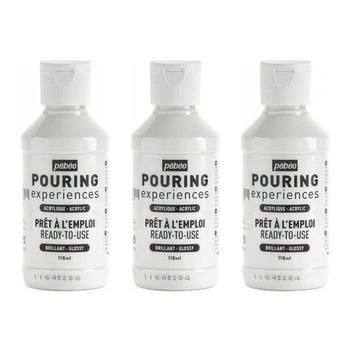 Peinture Acrylique - Pouring - Pébéo - Blanc De Titane - Lot De 3 Flacons - 118ml