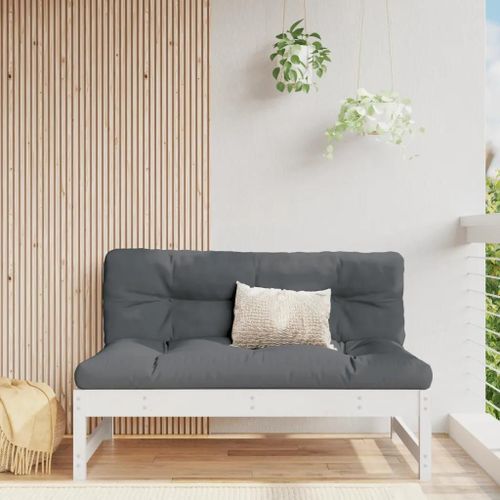 Canape Central En Bois De Pin Massif | 120x80 Cm Blanc, Design A Lattes, Coussin Moelleux, Compact Pour Jardin/Patio, Cadre Robuste (110 Kg/Siege)