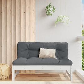 Canape Central En Bois De Pin Massif | 120x80 Cm Blanc, Design A Lattes, Coussin Moelleux, Compact Pour Jardin/Patio, Cadre Robuste (110 Kg/Siege)