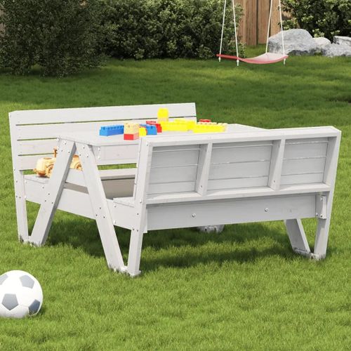 Table De Pique-Nique Pour Enfants En Bois Massif De Pin Blanc | 2 Sieges, Durable, Confortable, Usage Exterieur/Jardin/Ecole