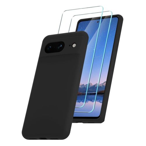 Coque Silicone Noir + 2 Verres Trempes Pour Google Pixel 8 Little Boutik©