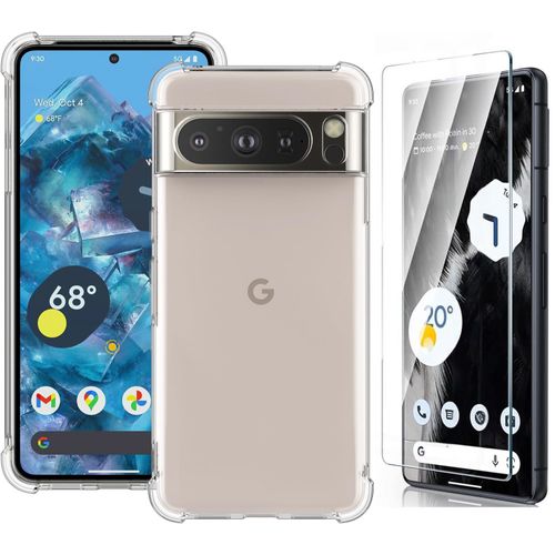 Coque Silicone Transparente Angles Renforces + Verre Trempe Pour Google Pixel 8 Pro Little Boutik©