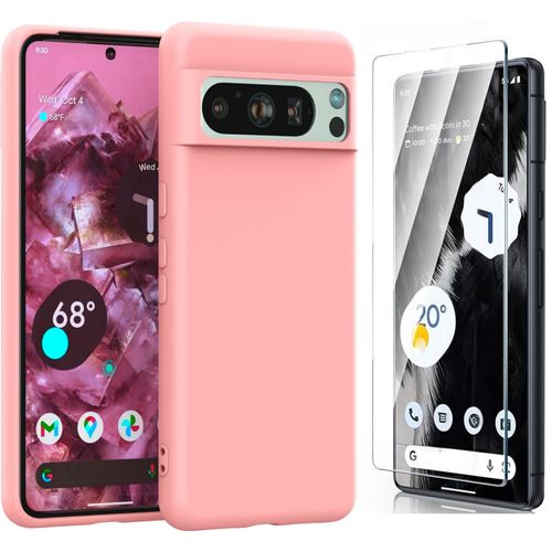Coque Silicone Rose + Verre Trempe Pour Google Pixel 8 Pro Little Boutik©