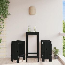 Tabourets De Bar En Bois Massif De Pin | Lot De 2, Noir 40x36x75 Cm, Confortable Et Durable, Pour Terrasse Ou Balcon