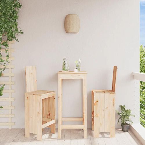 Tabourets De Bar En Bois Massif De Pin Lot De 2 | 40x42x120 Cm, Hauteur D'assise 75 Cm, Durable Pour Interieur/Exterieur, Charge Max 110 Kg