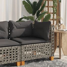 Canape D'angle De Jardin En Resine Tressee Gris | 5 Places, Modulaire, Coussins Amovibles, Resistant Aux Intemperies