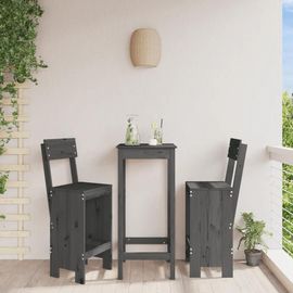 Tabourets De Bar En Bois Massif Pin | Lot De 2, Gris, 40x48,5x115,5 Cm, Hauteur D'assise 75 Cm, Rustique, Durable Pour Interieur/Exterieur