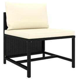 Canape D'exterieur Sectionnel En Resine Tressee Noir | 3 Places, Coussin Amovible, Resistant Aux Intemperies, Compact, Gain De Place, Multifonctionnel