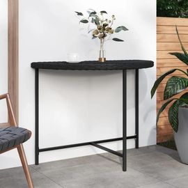 Table De Jardin En Resine Tressee | Noir, 100x50x75 Cm, Compacte, Resistante Aux Intemperies, Gain De Place