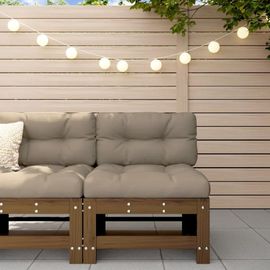 Canape Central En Bois De Pin Massif | 3 Places, Coussin Miel, Design A Lattes, Compact Pour Jardin/Terrasse, Gain De Place, Structure Robuste (110 Kg/Siege)