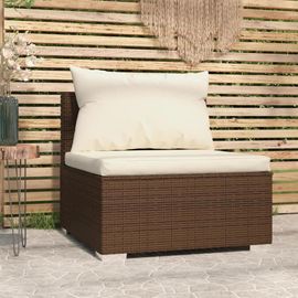 Canape De Jardin Central En Resine Tressee Marron | 3 Places, Modulaire, Coussins Amovibles, Resistant Aux Intemperies, Gain D'espace