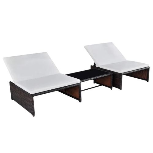 Ensemble Jardin En Resine Tressee | Lot De 2 Chaises Inclinables + Table, Compact, Modulable, Resistant Aux Intemperies