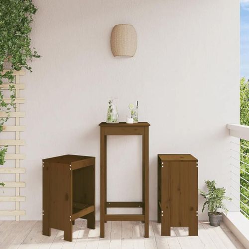 Tabourets De Bar En Bois Massif De Pin Lot De 2 | 40x36x75 Cm, Marron Miel, Confortable Avec Repose-Pieds, Durable Pour Interieur/Exterieur, Charge Max 110 Kg