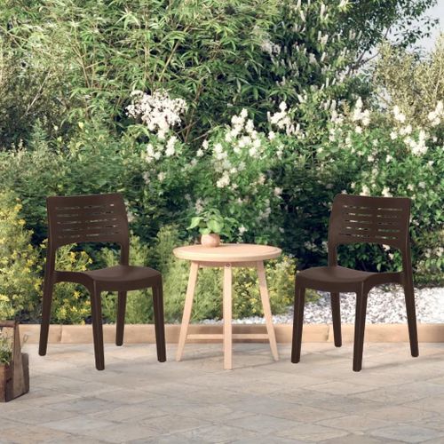 Chaises De Jardin En Polypropylene Moka | Lot De 2, Empilables, Gain De Place, Confort Ergonomique, Poids Max 110 Kg